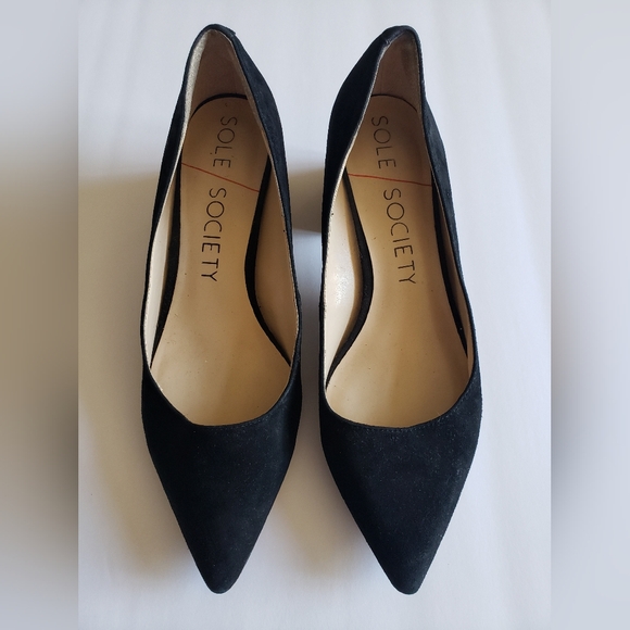 Sole Society Black Pointy Toe Leather Heels for Women 10 HALLOWEEN - Picture 1 of 8